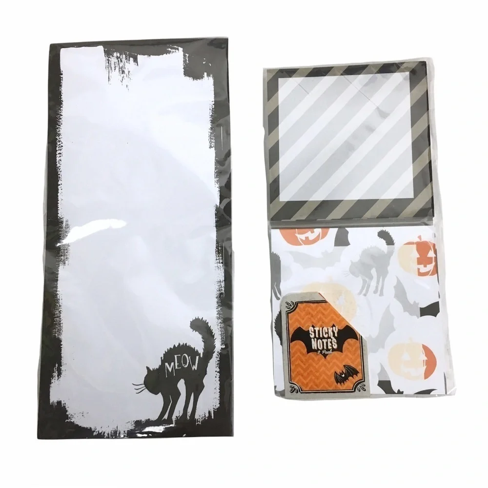 Halloween Stationery Planner Kit Black Cats Pumpkins Bats List Pad Sticky Notes